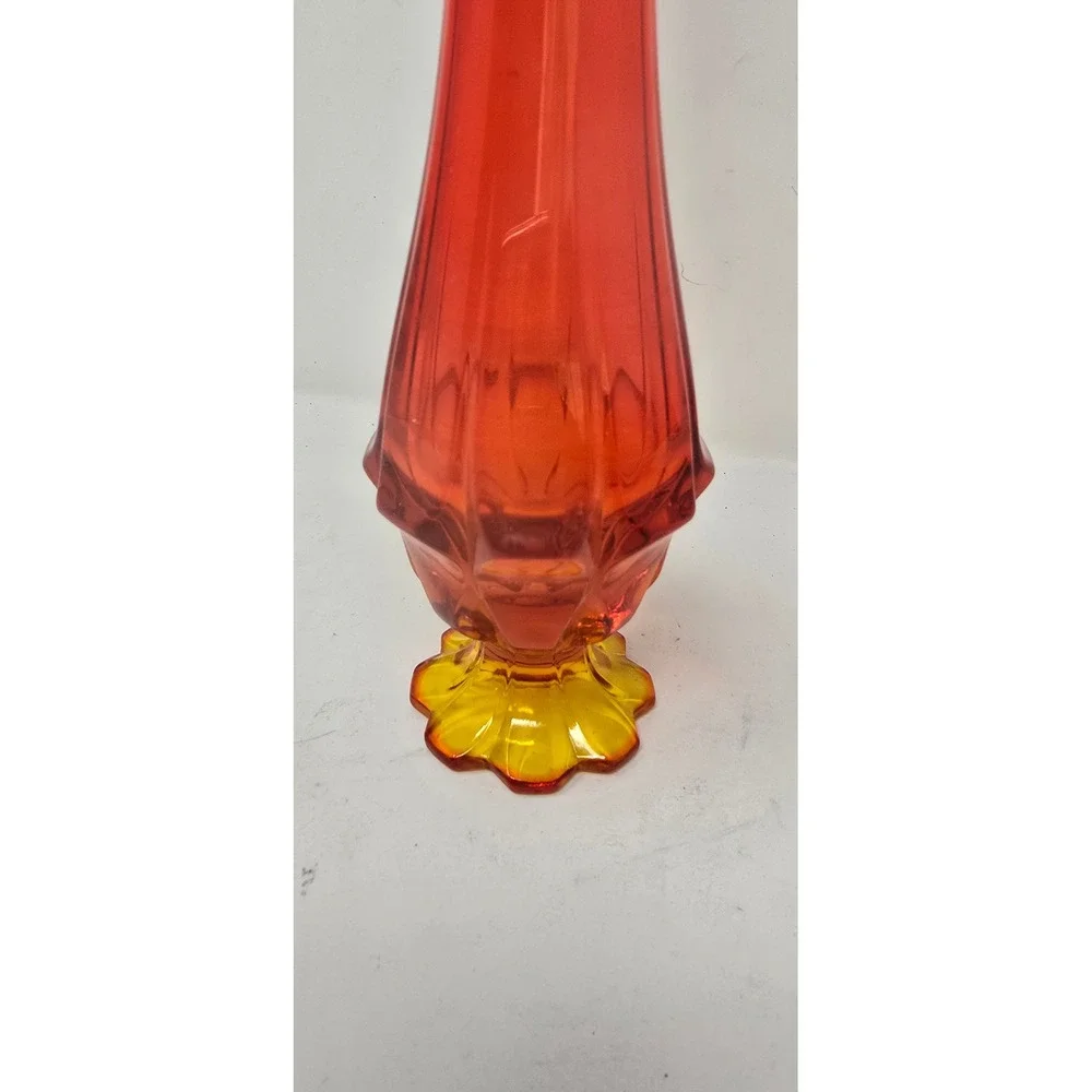 Vtg 1960s‎ Fenton Valencia Amberina swung vase MCM orange bud vase